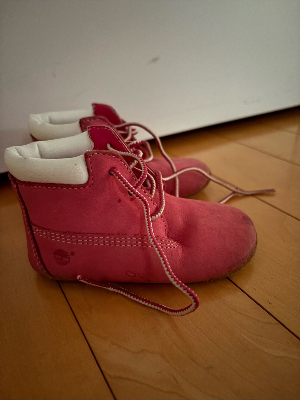 Timberland Pink and White Kids Lace-Up Boots